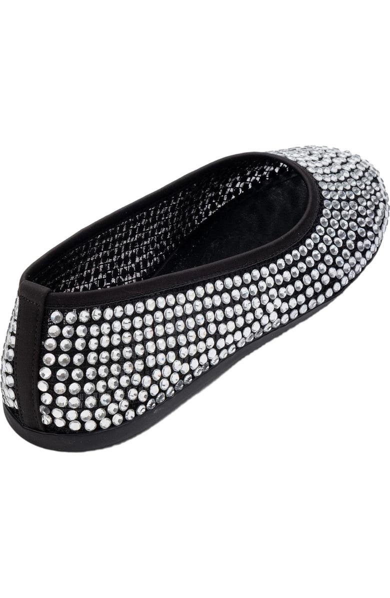 Prologue Shoes Runway Mesh Embellished Ballet Flat, Alternate, color, Black Faux Leather