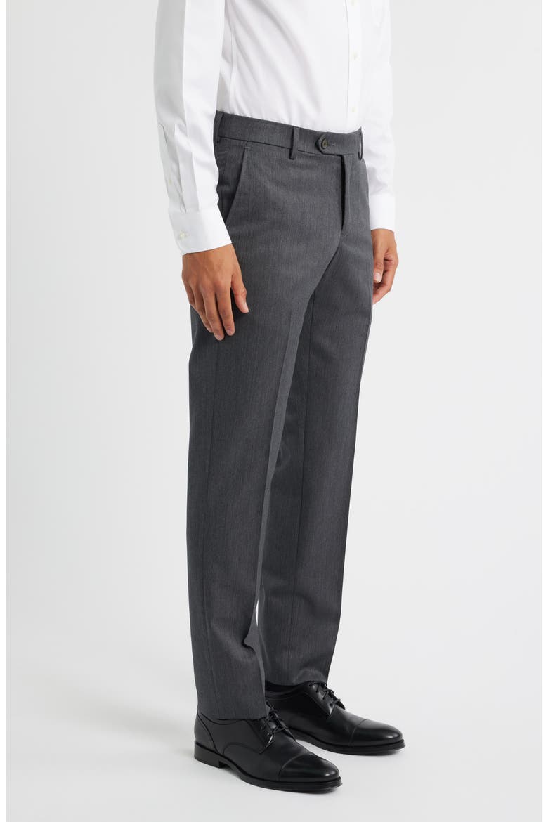Flat Front Worsted Wool Gabardine Pants, Alternate, color, MED GREY