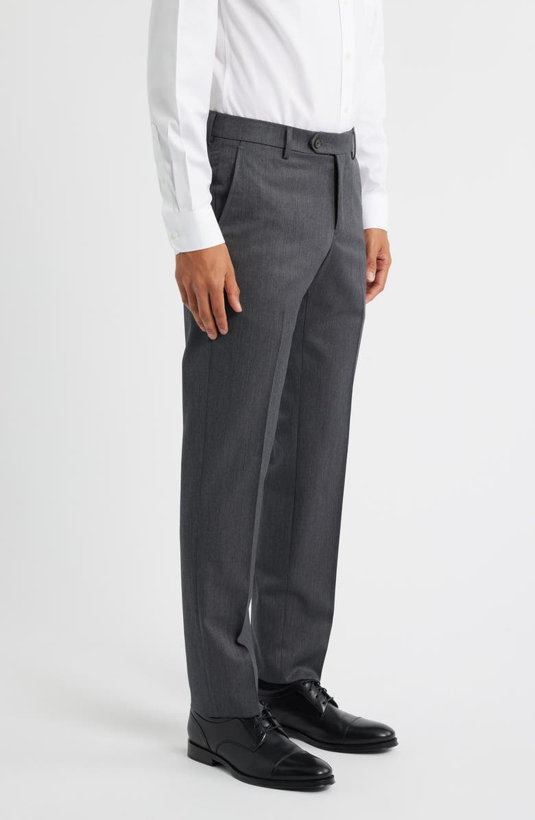 Berle Slim Fit Flat Front Grey Super 100s Wool Dress Pants, Alternate, color, Medium Grey