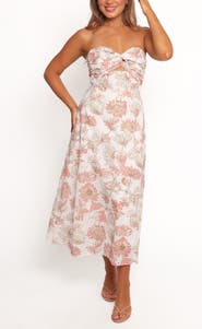 Petal & Pup Calantha Print Eyelet Strapless Maxi Dress