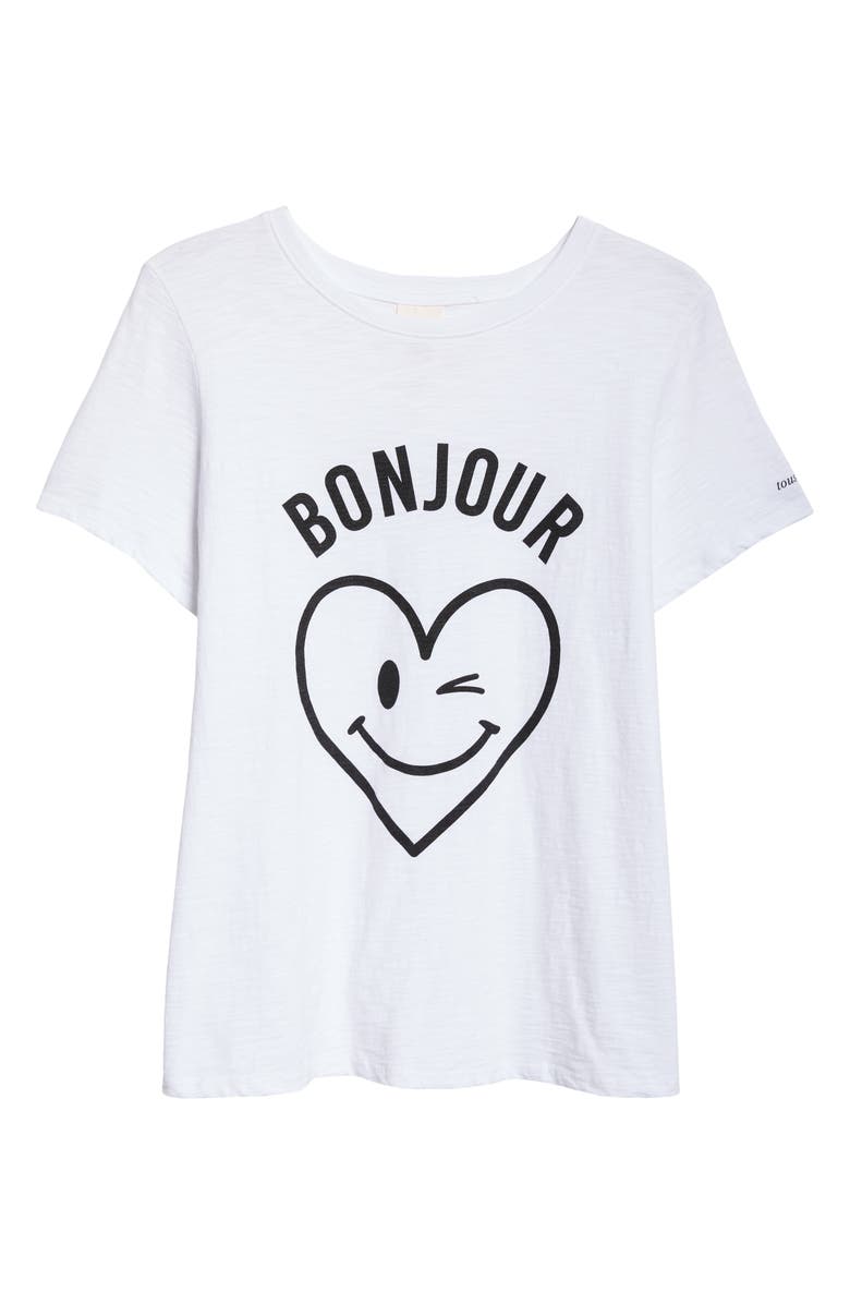 Cinq à Sept Bonjour Smiling Heart Graphic T-Shirt, Alternate, color, White/Black