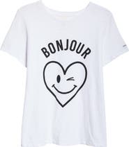 Cinq à Sept Bonjour Smiling Heart Graphic T-Shirt