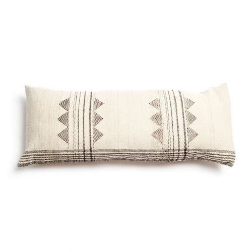 Studio Variously Kora White And Black Handloom Large Lumbar Pillow In White