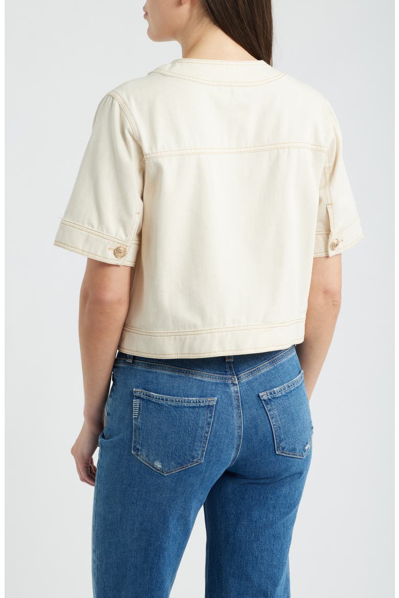 Short Sleeve Cotton Jacket, Alternate, color, CREAM