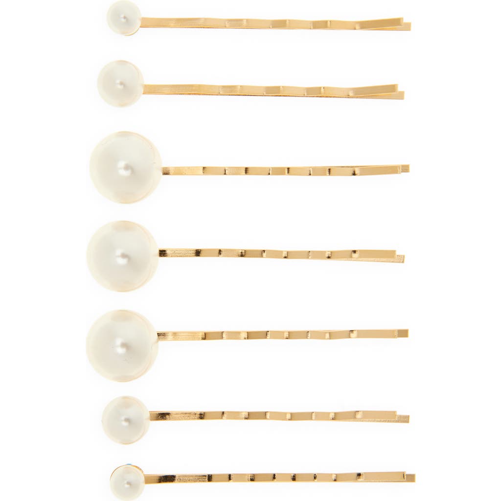 Jennifer Behr Perla Set Of Seven Faux Pearl-embellished Gold-tone Hair Slides