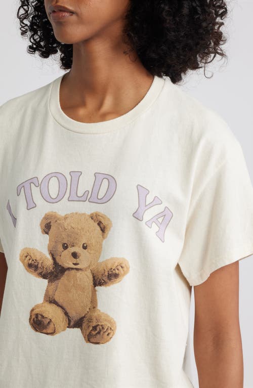 Vinyl Icons I Told Ya Bear Cotton Graphic Baby Tee In White