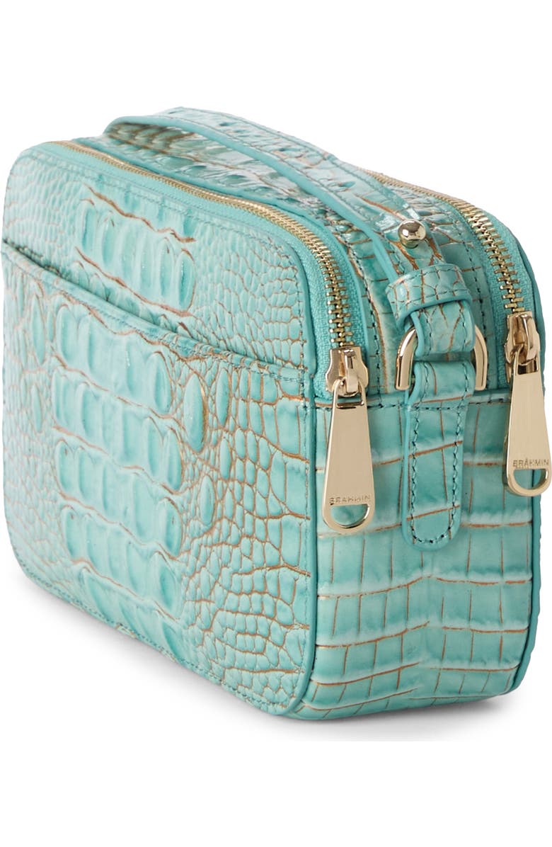 Brahmin Danica Croc Embossed Leather Crossbody Bag, Alternate, color, Waterfall