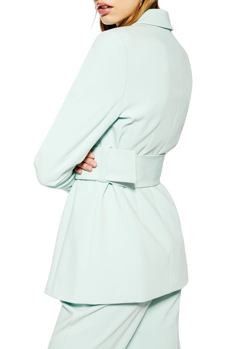 Belted Buckle Blazer, Alternate, color, LIGHT GREEN