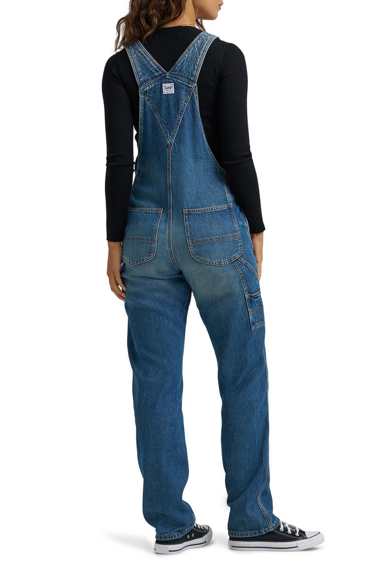 Slim Straight Leg Denim Overalls, Alternate, color, BOLD TAKE