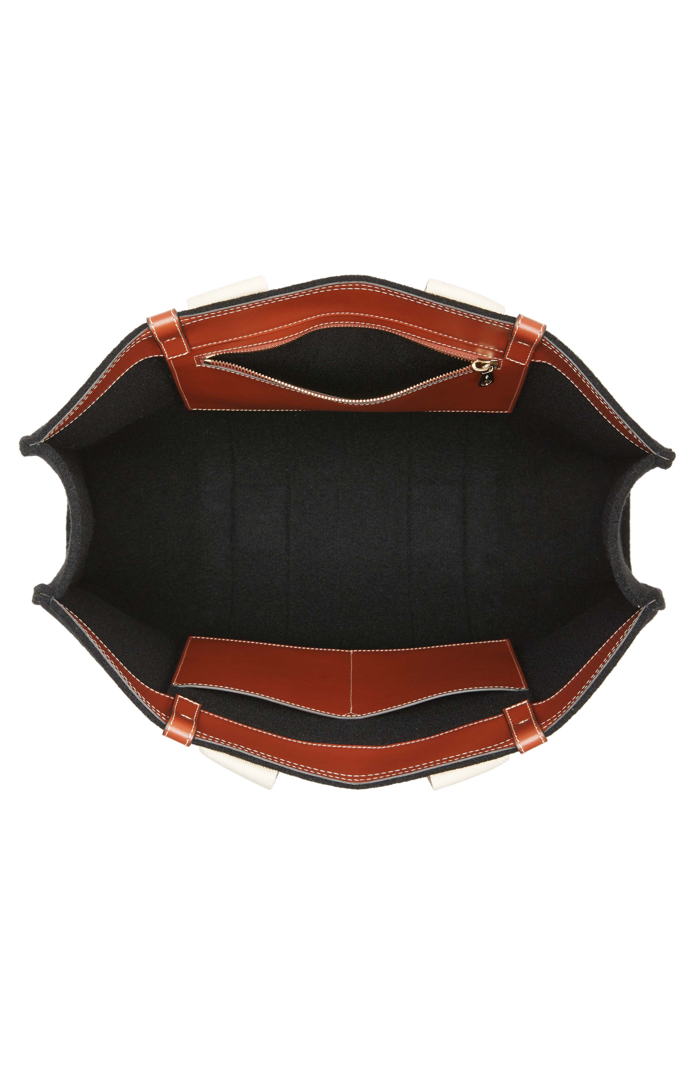 Chloé Large Woody Logo Strap Stripe Recycled Wool Tote, Alternate, color, 