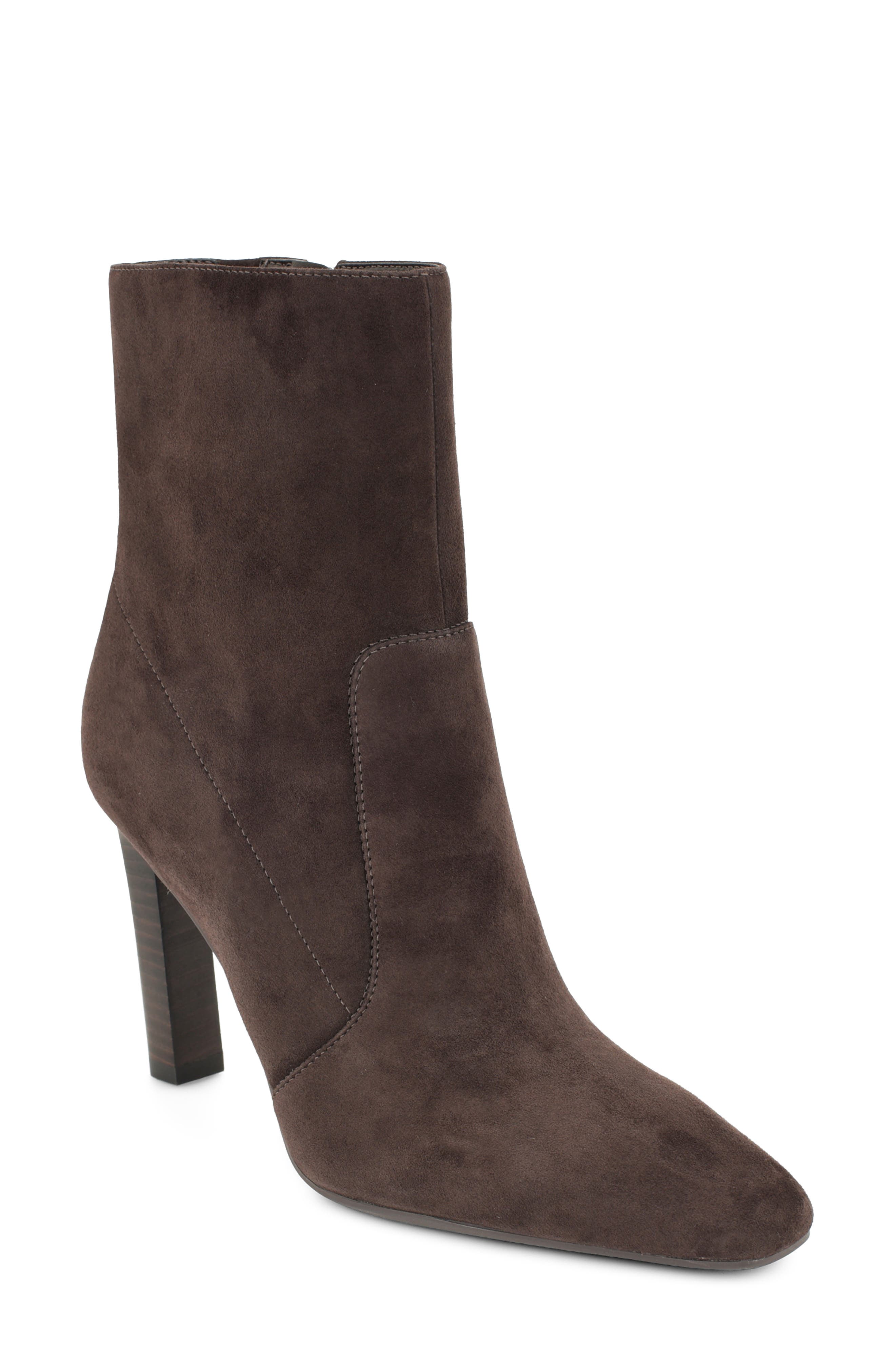 Halla Leather Bootie, Main, color, DARK BROWN
