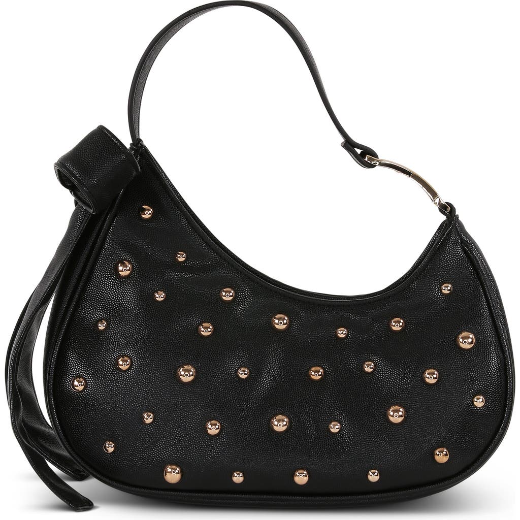 Jewel Badgley Mischka Arabella Studded And Bow Shoulder Clutch In Black