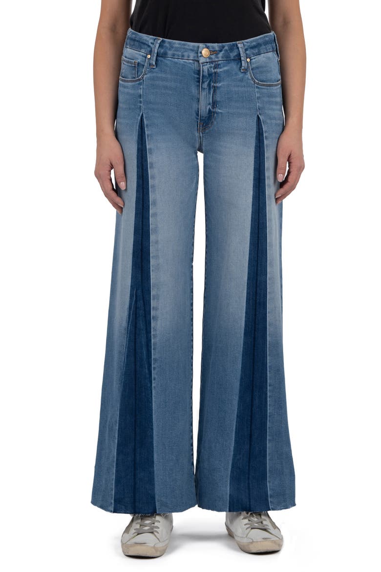 Meg High Waist Raw Hem Wide Leg Jeans, Main, color, HOLY