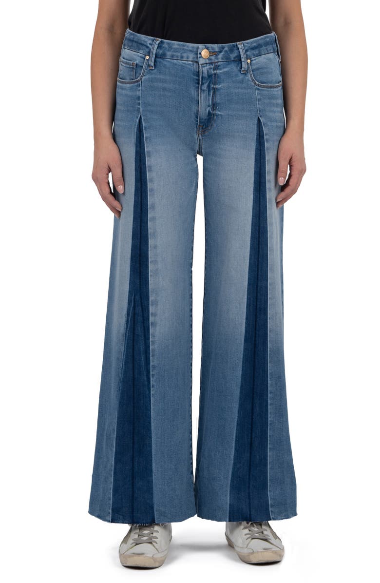KUT from the Kloth Meg High Waist Raw Hem Wide Leg Jeans, Main, color, Holy