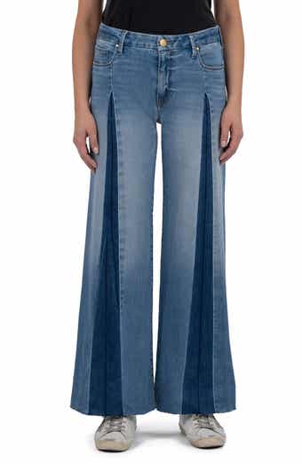 KUT from the Kloth Meg High Waist Raw Hem Wide Leg Jeans