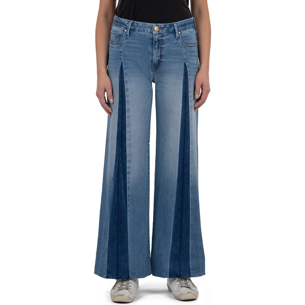 Kut From The Kloth Meg High Waist Raw Hem Wide Leg Jeans In Blue