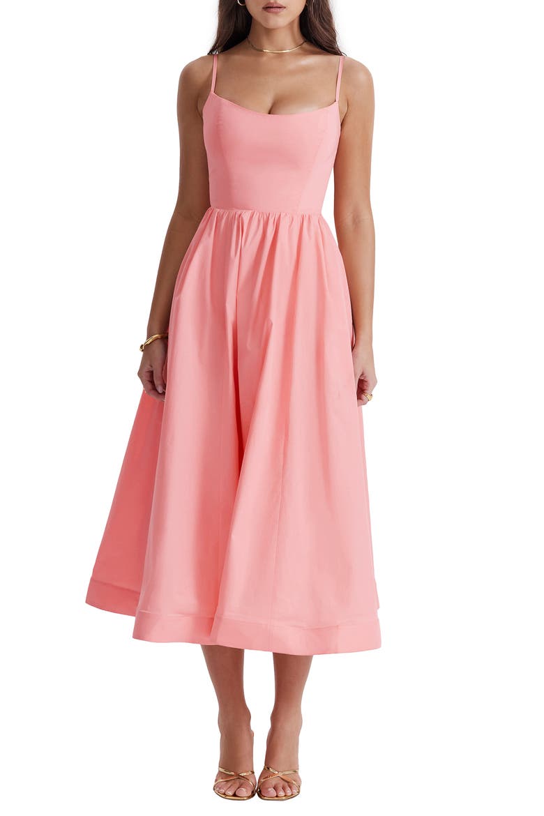 Lolita Corset Cotton Blend Fit & Flare Dress, Main, color, BRIGHT PEACH