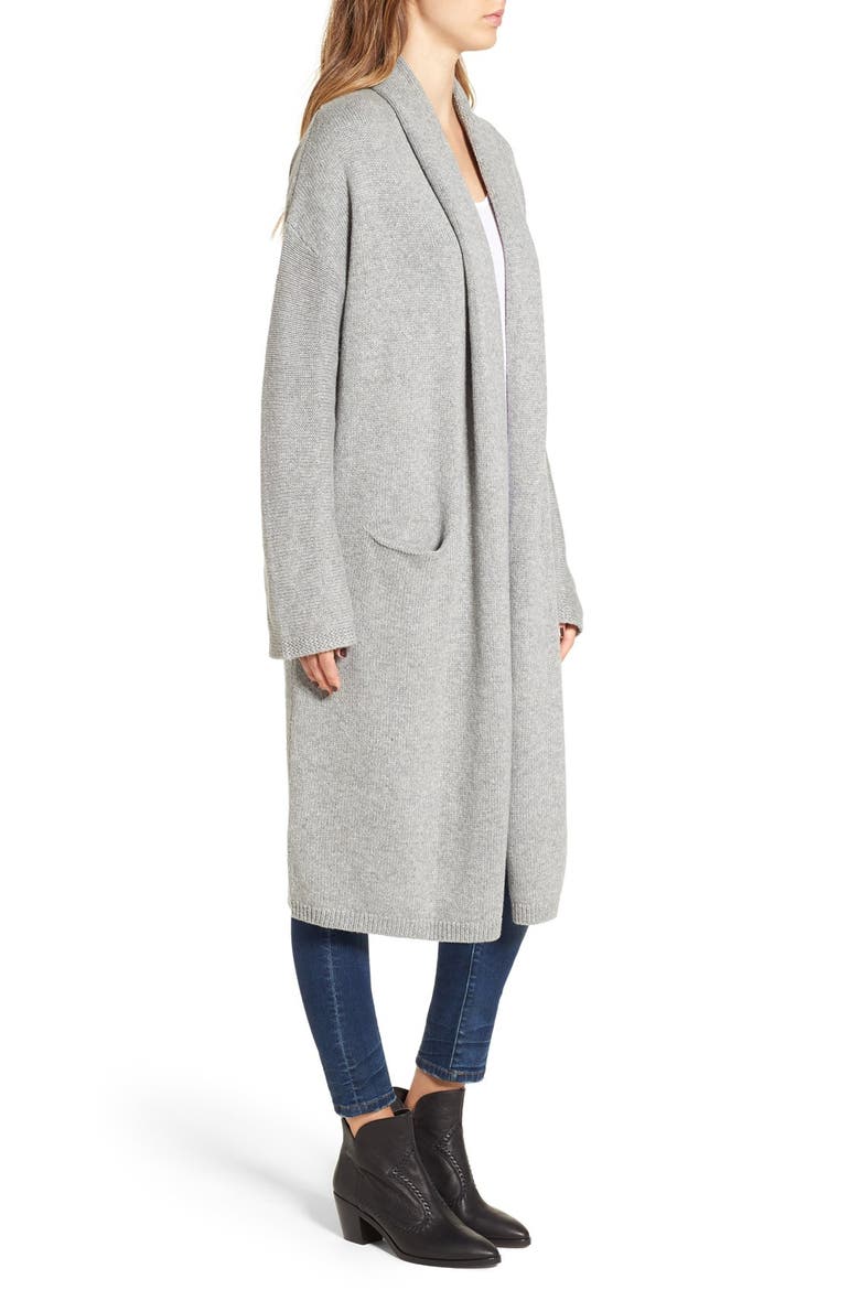 Easy Fit Long Cotton Blend Cardigan, Alternate, color, GREY MEDIUM HEATHER