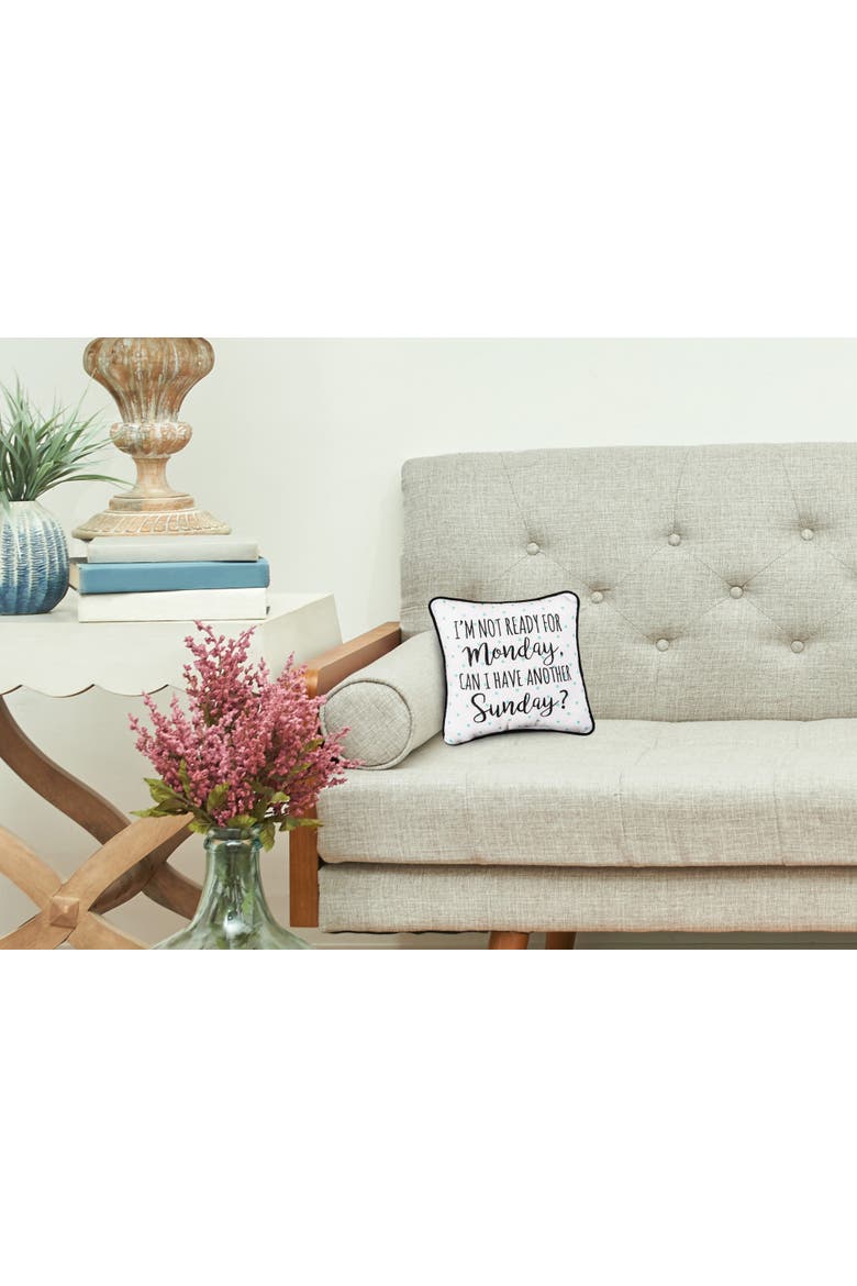 Monday Sunday Embroidered Small/Petite Accent Pillow, 10" x 10", Alternate, color, Blue