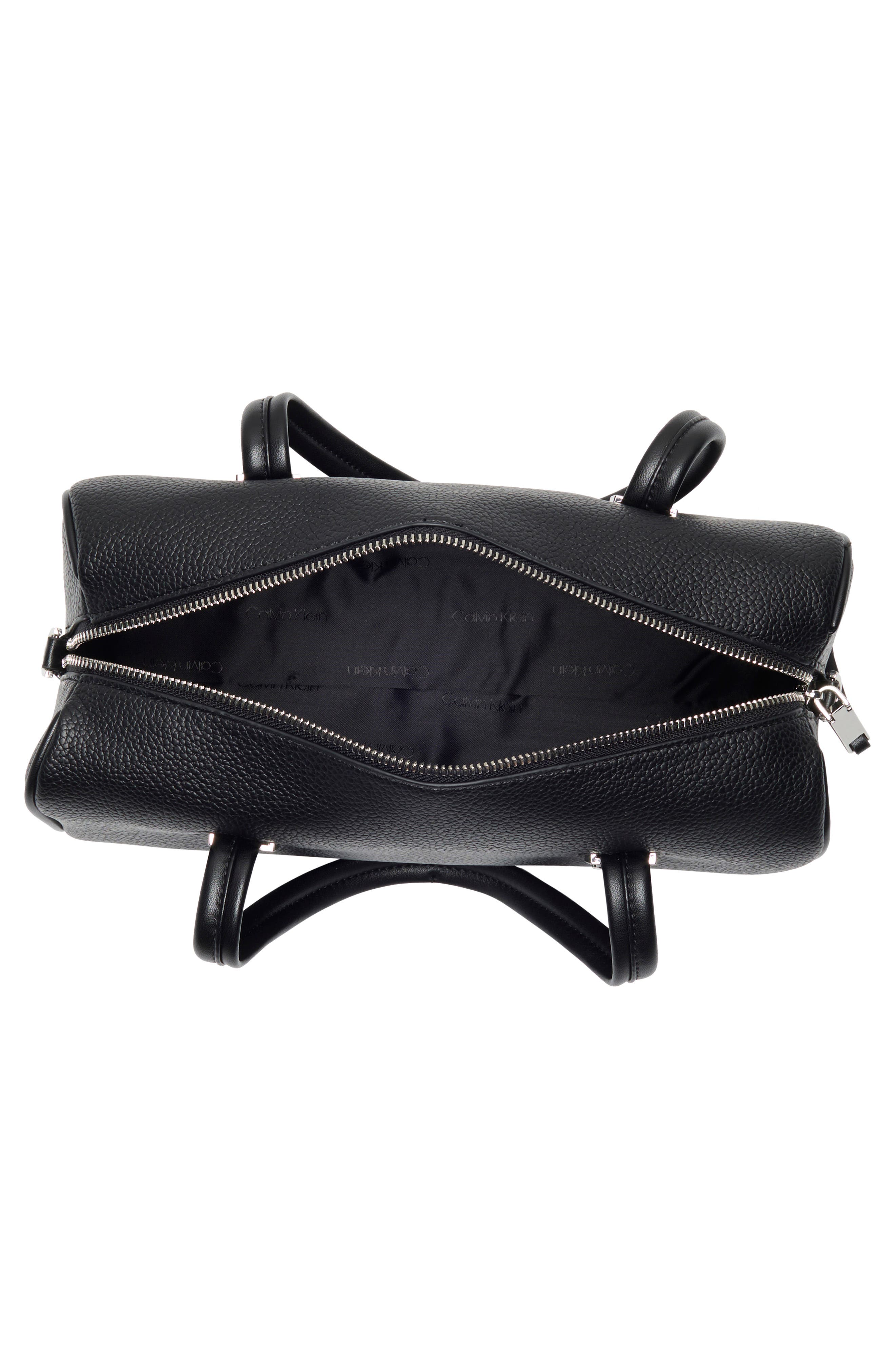 Calvin Klein Rue Satchel Bag, Alternate, color, Black/ Silver