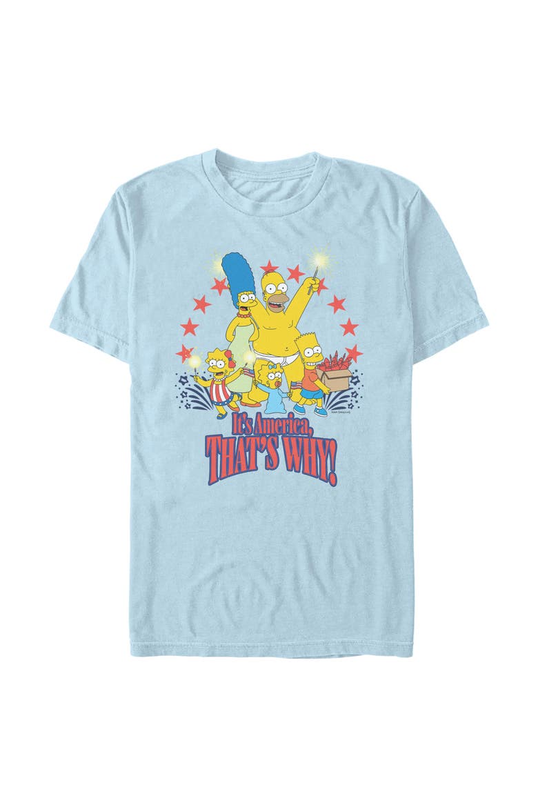 Men's The Simpsons It's Family That's Why  Graphic T-Shirt, Main, color, Light Blue