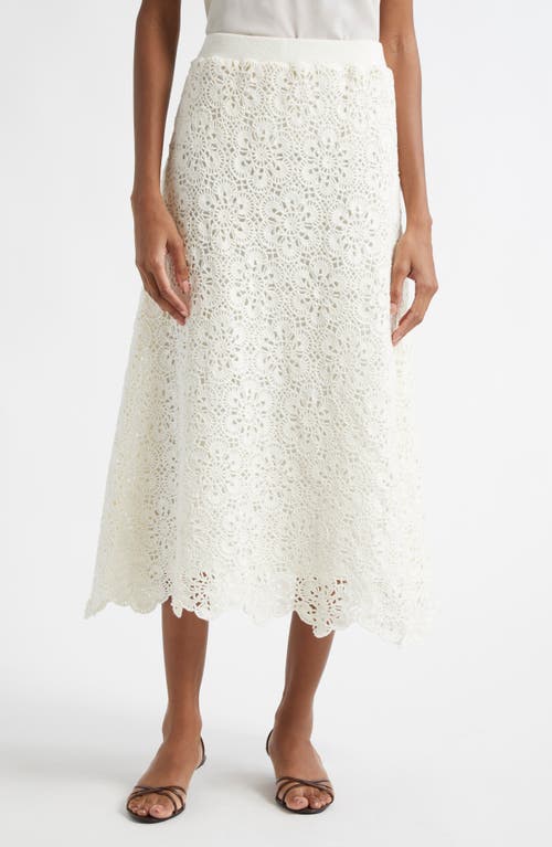 Farm Rio Flower Crochet Skirt In Off-white
