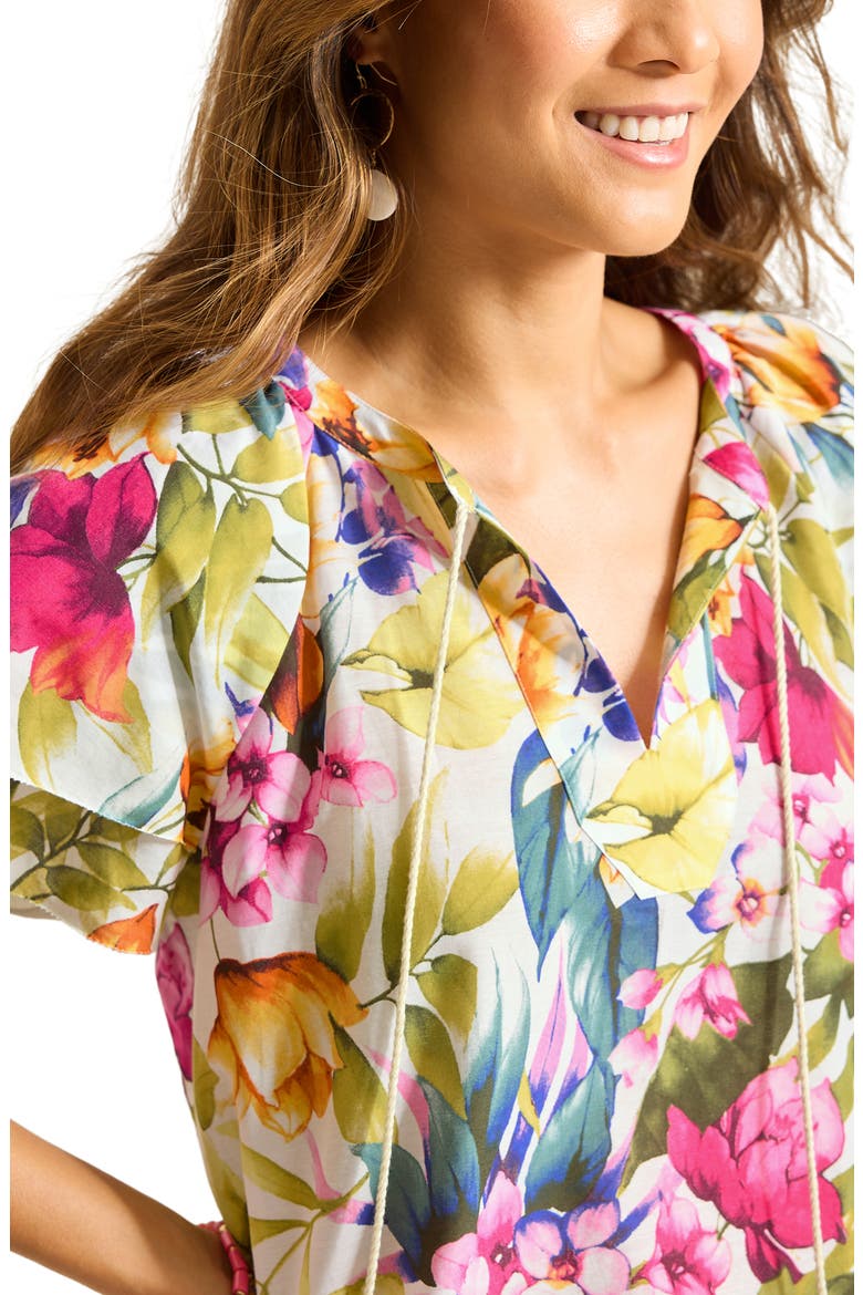 Verde Blooms Cotton & Silk Flutter Sleeve Top, Alternate, color, VANILLA ICE
