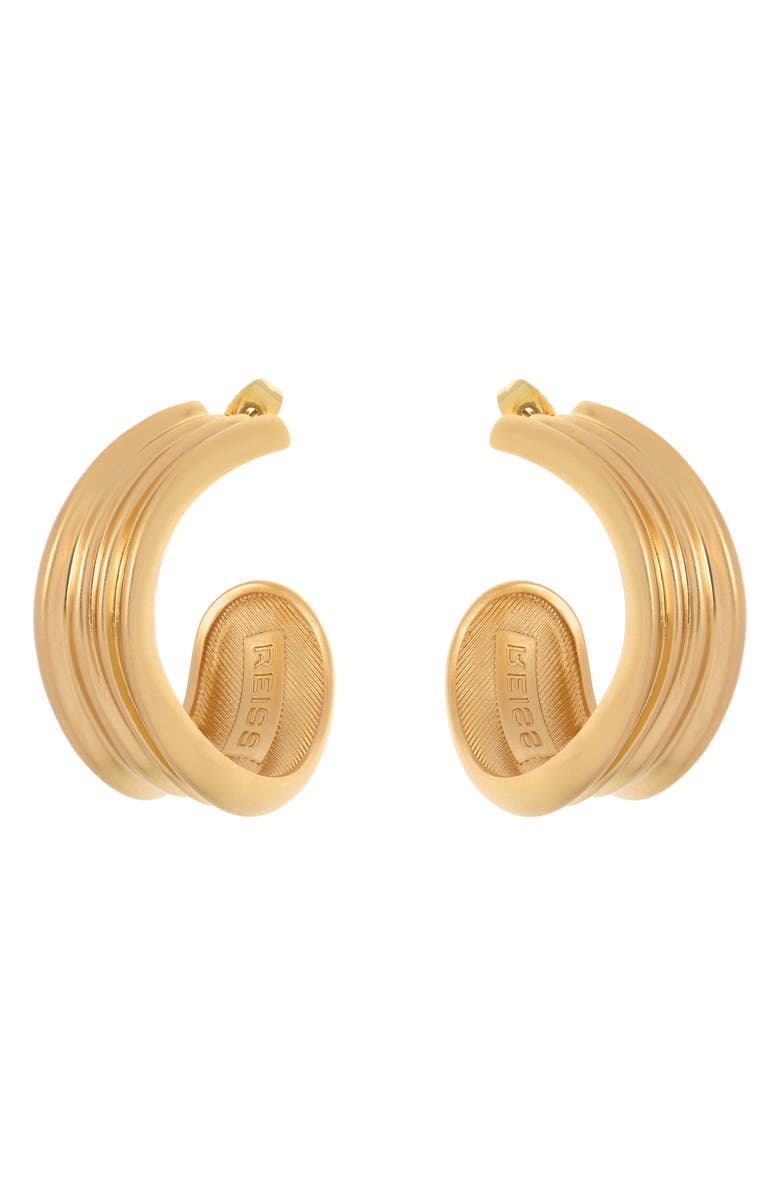 Reiss Flavia Fluid Hoop Earrings, Main, color, Gold Tone
