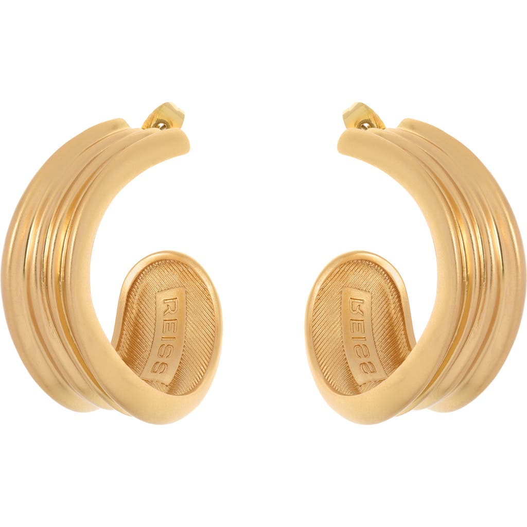 Reiss Flavia Fluid Hoop Earrings In Gold Tone