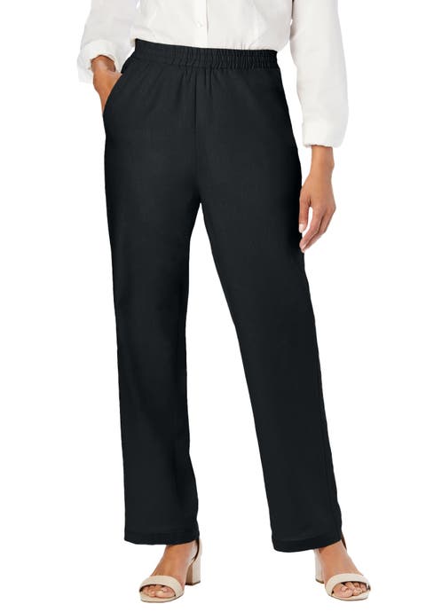 Lightweight Linen Blend Straight Leg Pants