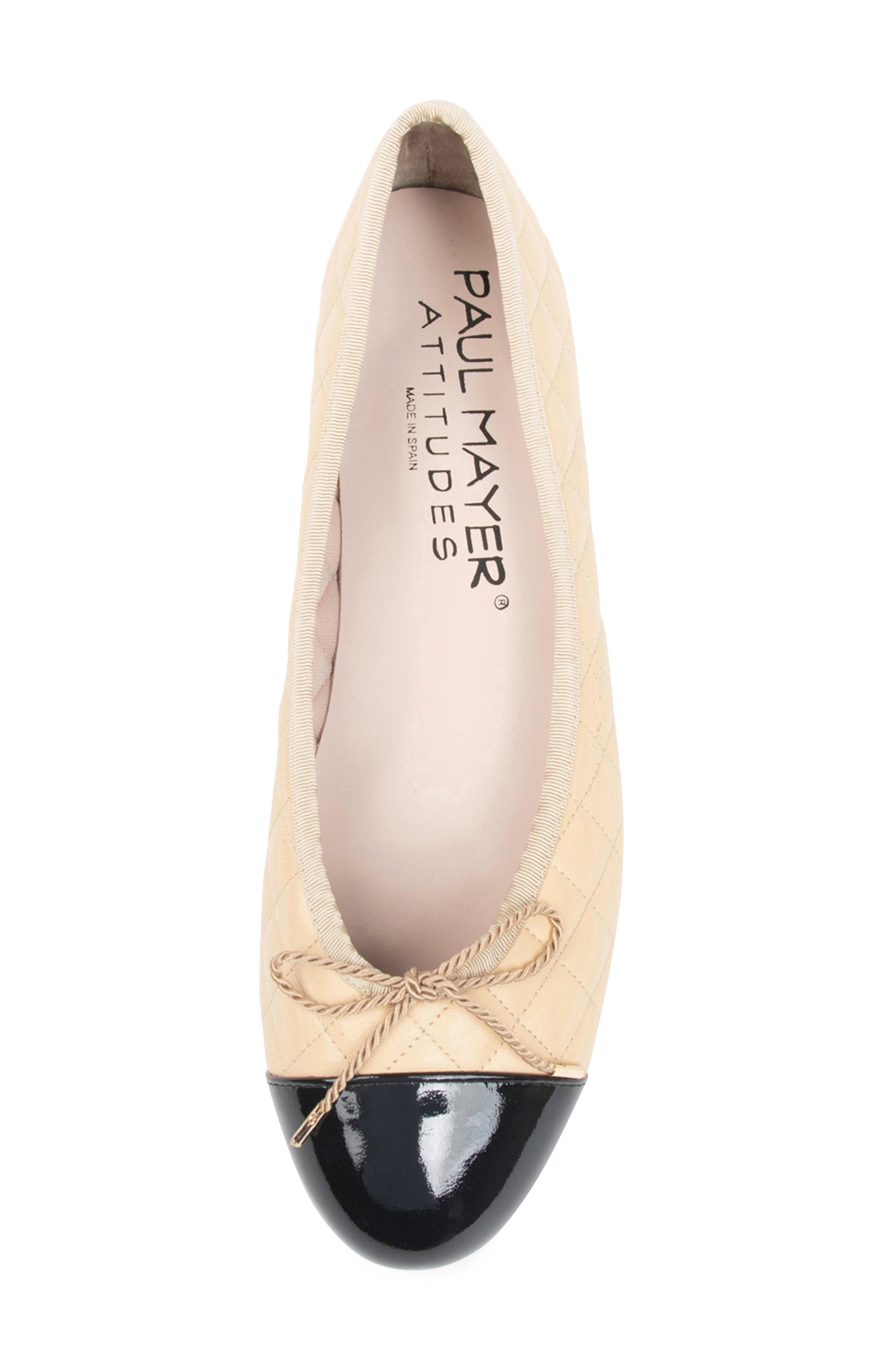 Best Cap Toe Ballet Flat, Alternate, color, BEIGE/ BLACK PATENT