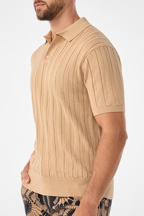 Mr Turk Kensington Short Sleeve Knit Polo In Brown