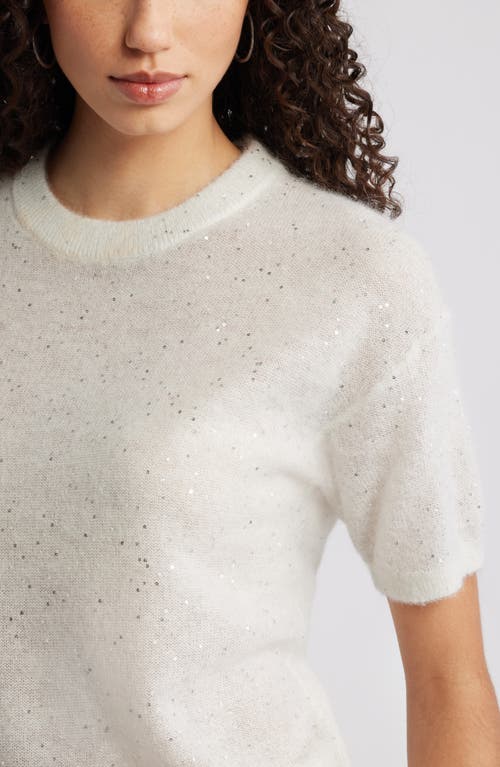 Nordstrom Short Sleeve Sequin Sweater In Neutral
