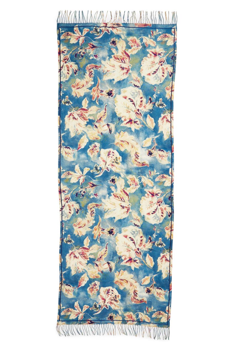 Tissue Print Wool & Cashmere Wrap Scarf, Alternate, color, BLUE QUEEN LACE