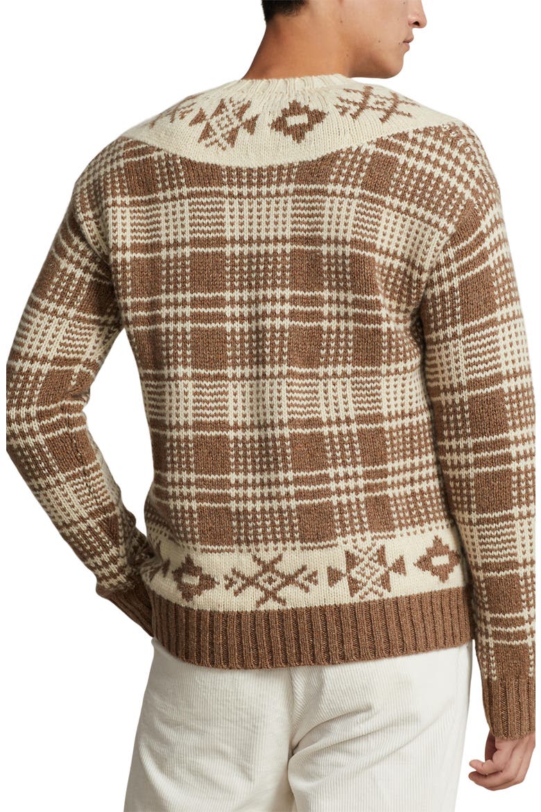 Fair Isle Wool & Linen Blend Sweater, Alternate, color, MED BROWN COMBO