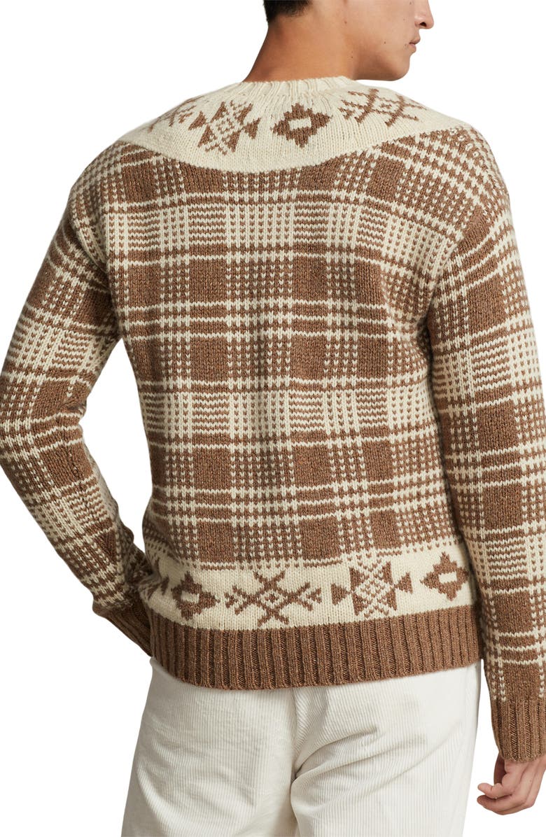 Polo Ralph Lauren Fair Isle Wool & Linen Blend Sweater, Alternate, color, Med Brown Combo
