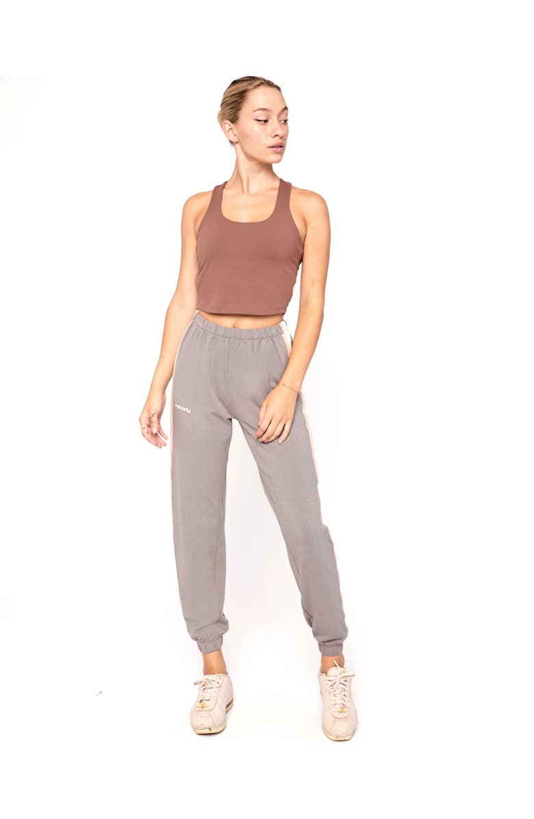 Rebody Active Homebase Fleece Sweatpants, Alternate, color, Sage/Stripe