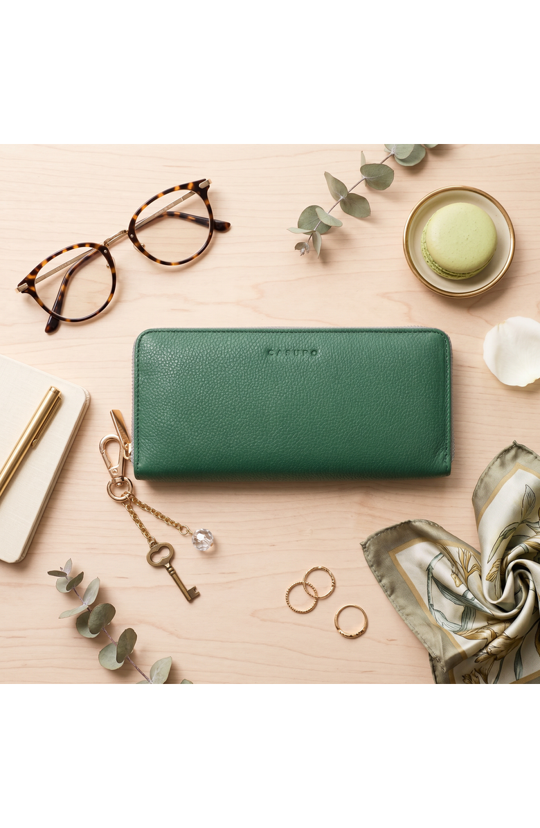 Casupo Large Zipper Wallet with Detachable Key Ring, Alternate, color, Green