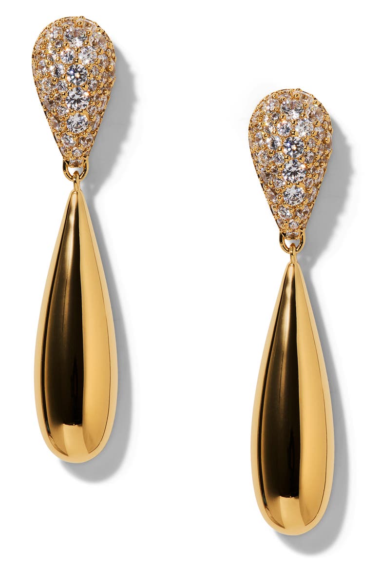 Pisa Pavé Drop Earrings, Main, color, GOLD