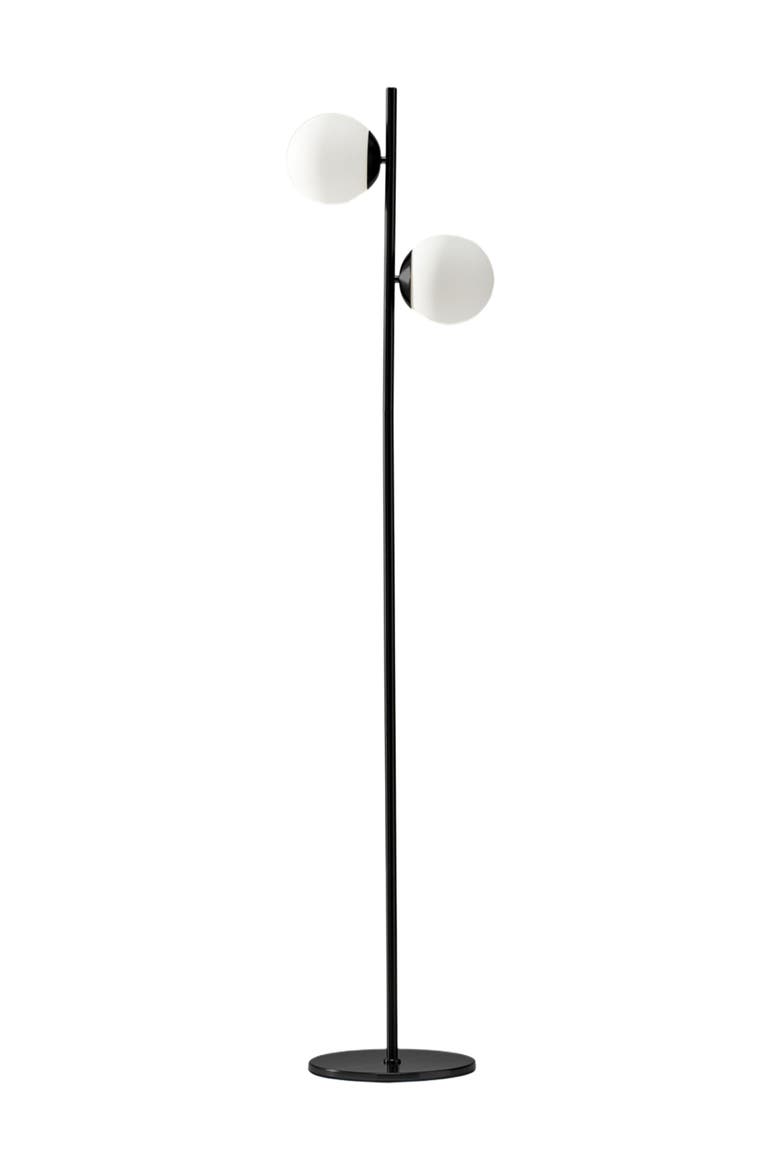 Sphere 65" LED Contemporary Tree Floor Lamp with Frosted Glass Globes, Main, color, Classic Black