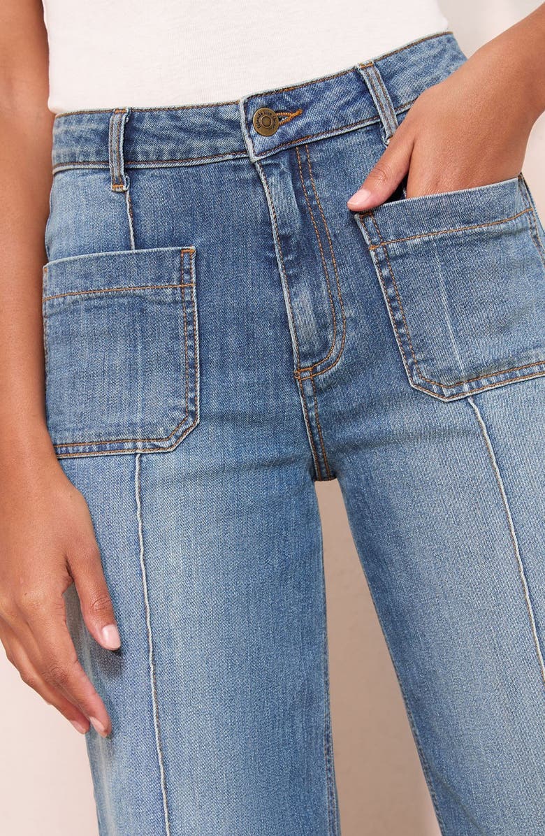 Friends Like These Pintuck Patch Pocket Wide Leg Jeans, Alternate, color, Blue