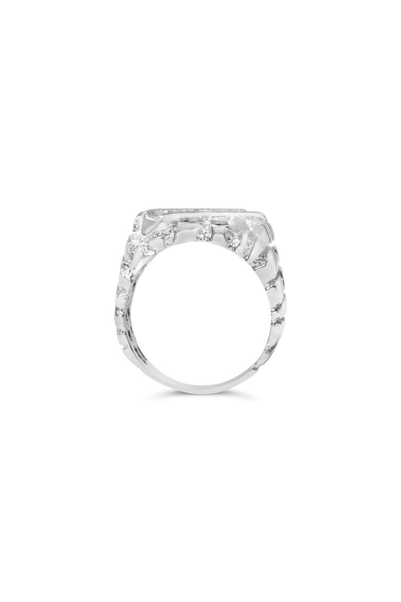 Silver 1/3 Diamond 6 Stone Rectangle Nugget Gents Ring, Alternate, color, Silver