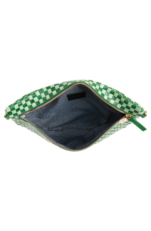 Clare V . Grande Woven Leather Convertible Belt Bag In Fern Mist Woven Checker