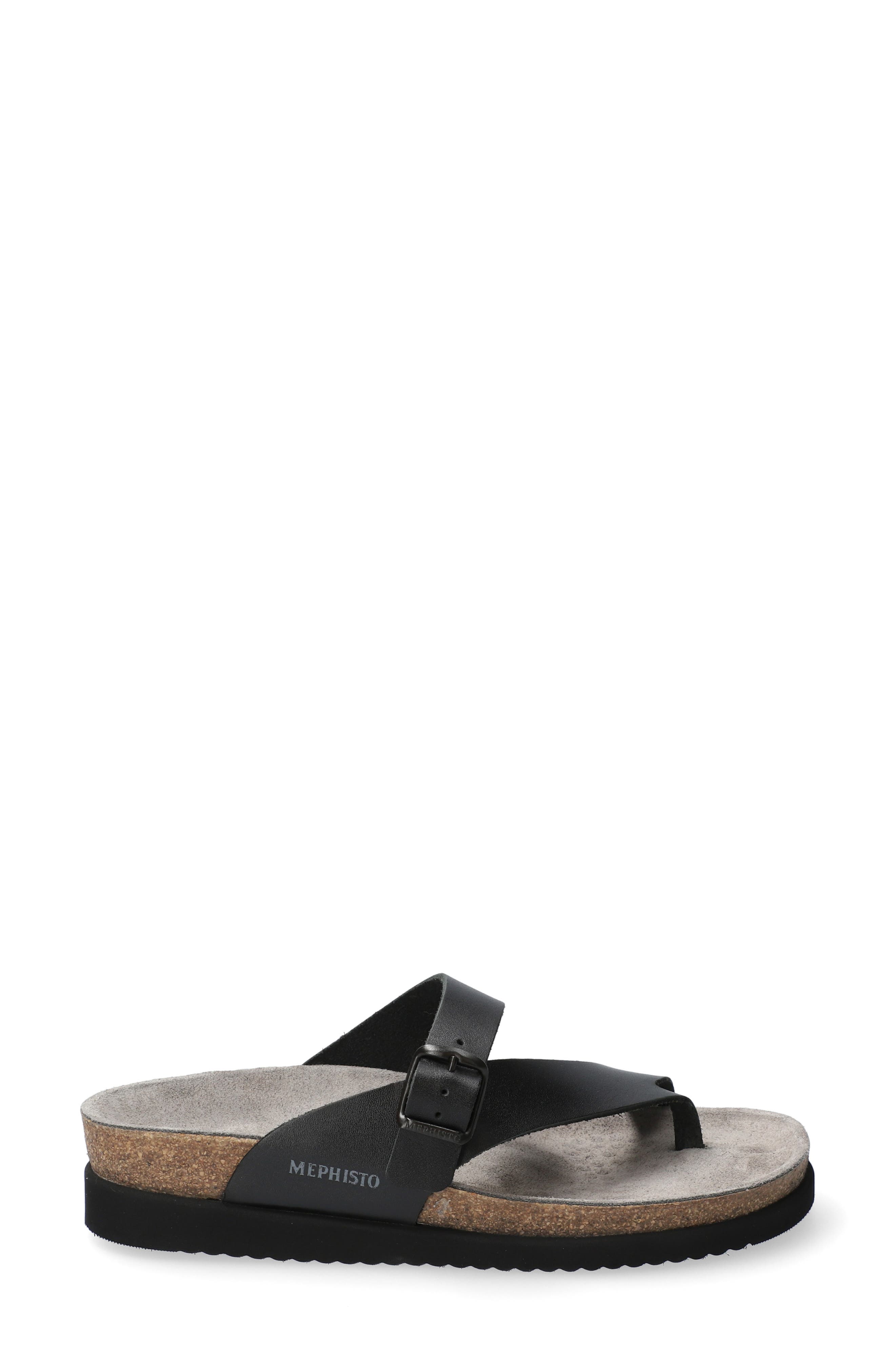 Mephisto Helen Toe Loop Sandal, Alternate, color, Black Waxy Leather