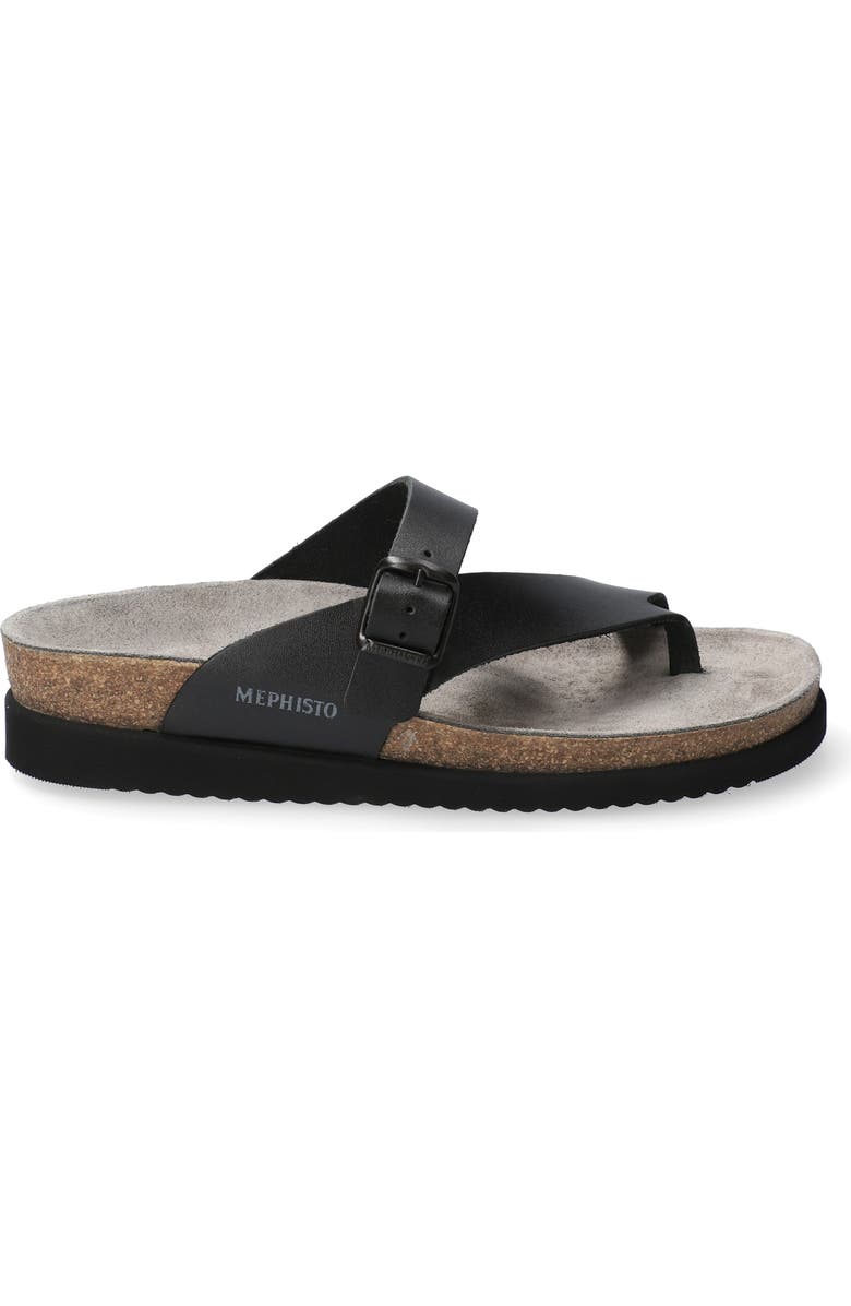Mephisto Helen Toe Loop Sandal, Alternate, color, Black Waxy Leather