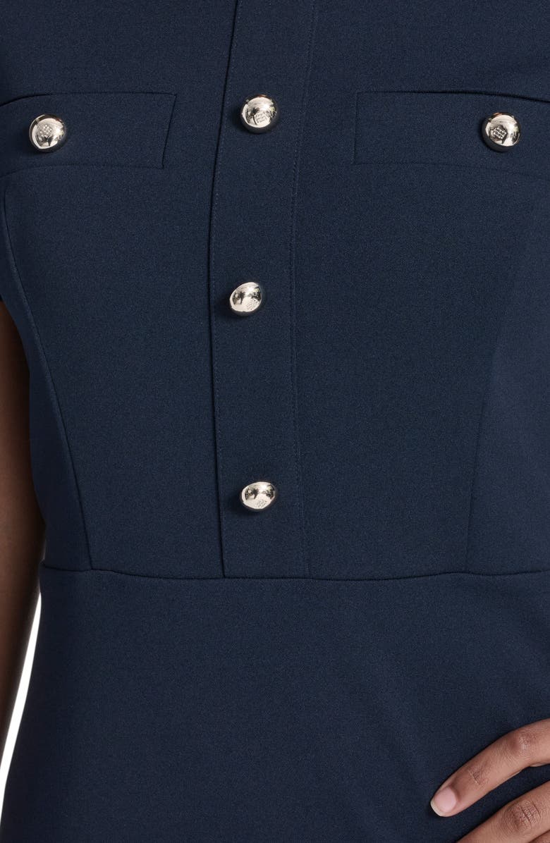 Tommy Hilfiger Colorblocked Scuba Crepe Dress, Alternate, color, Sky Captain/ White