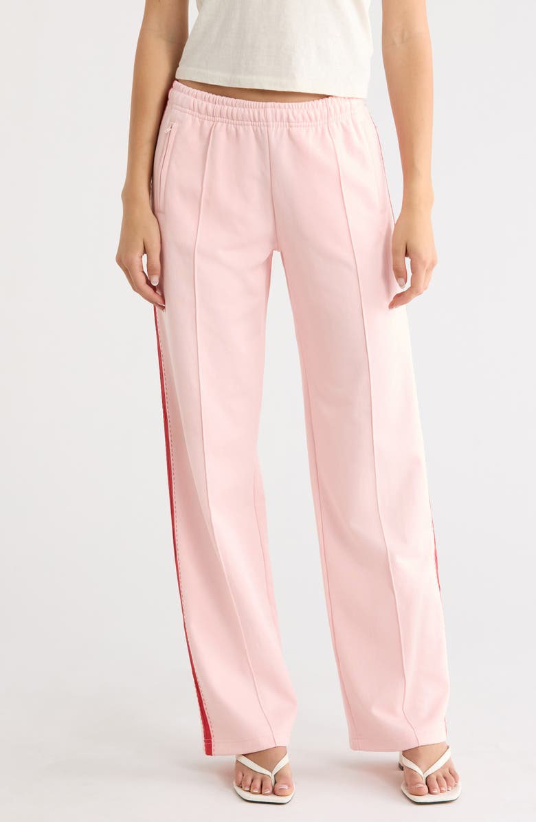 Re/Done Sunland Zip Pocket Track Pants, Main, color, Pink Salt With Red