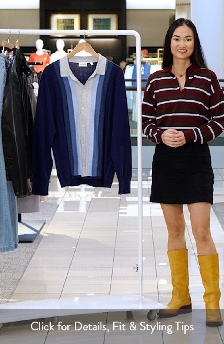 Hudson Stripe Cotton & Cashmere Collared Cardigan, sales video thumbnail