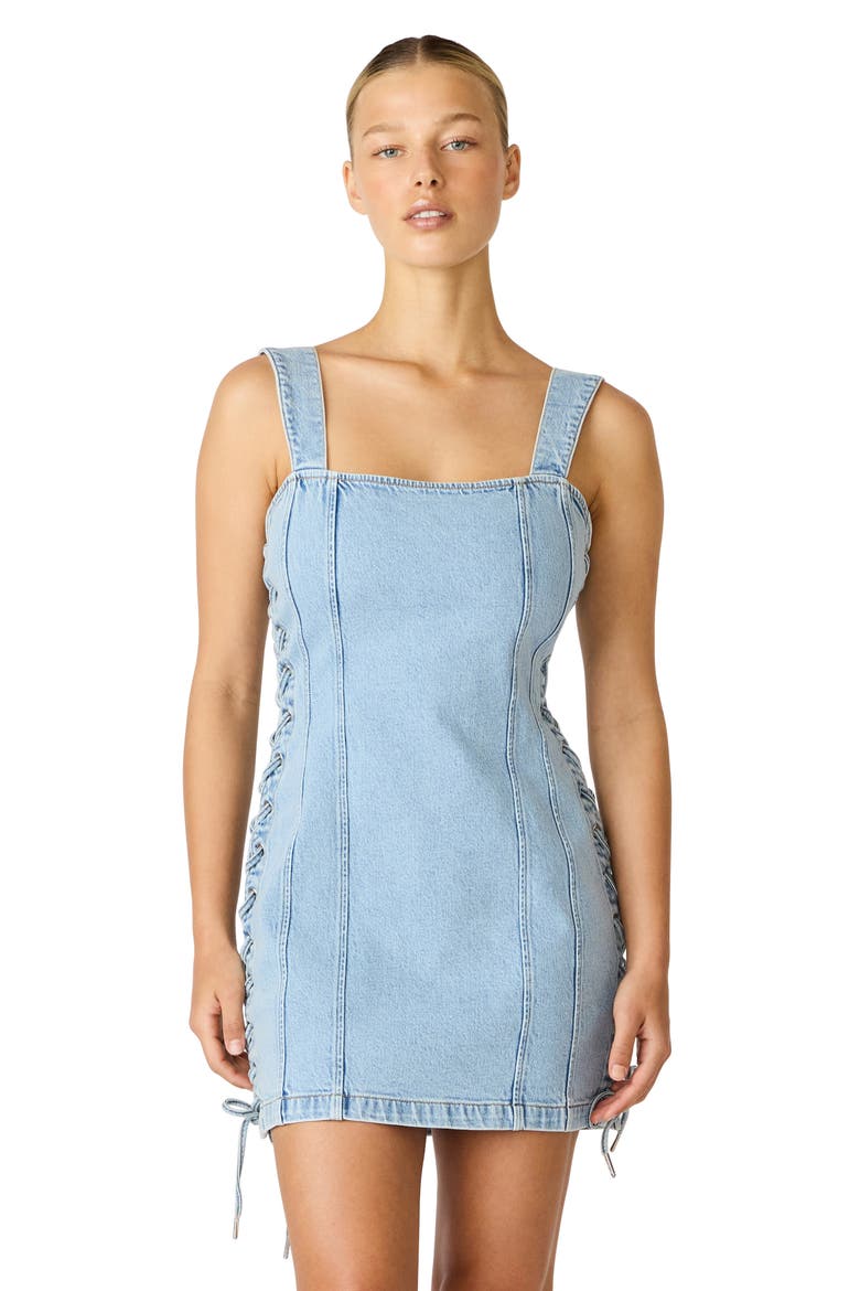 Gianka Denim Minidress, Alternate, color, HAZEY BLUE