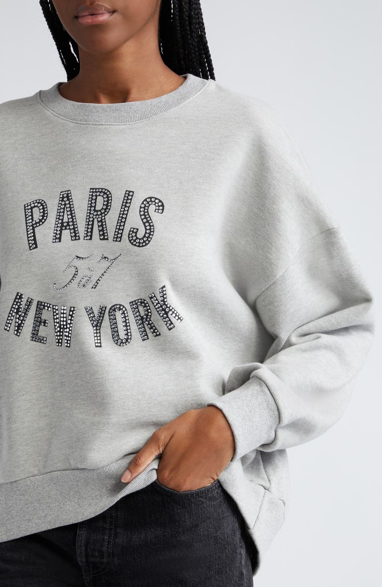 Cinq à Sept Brandy Rhinestone Detail Cotton Blend Sweatshirt, Alternate, color,